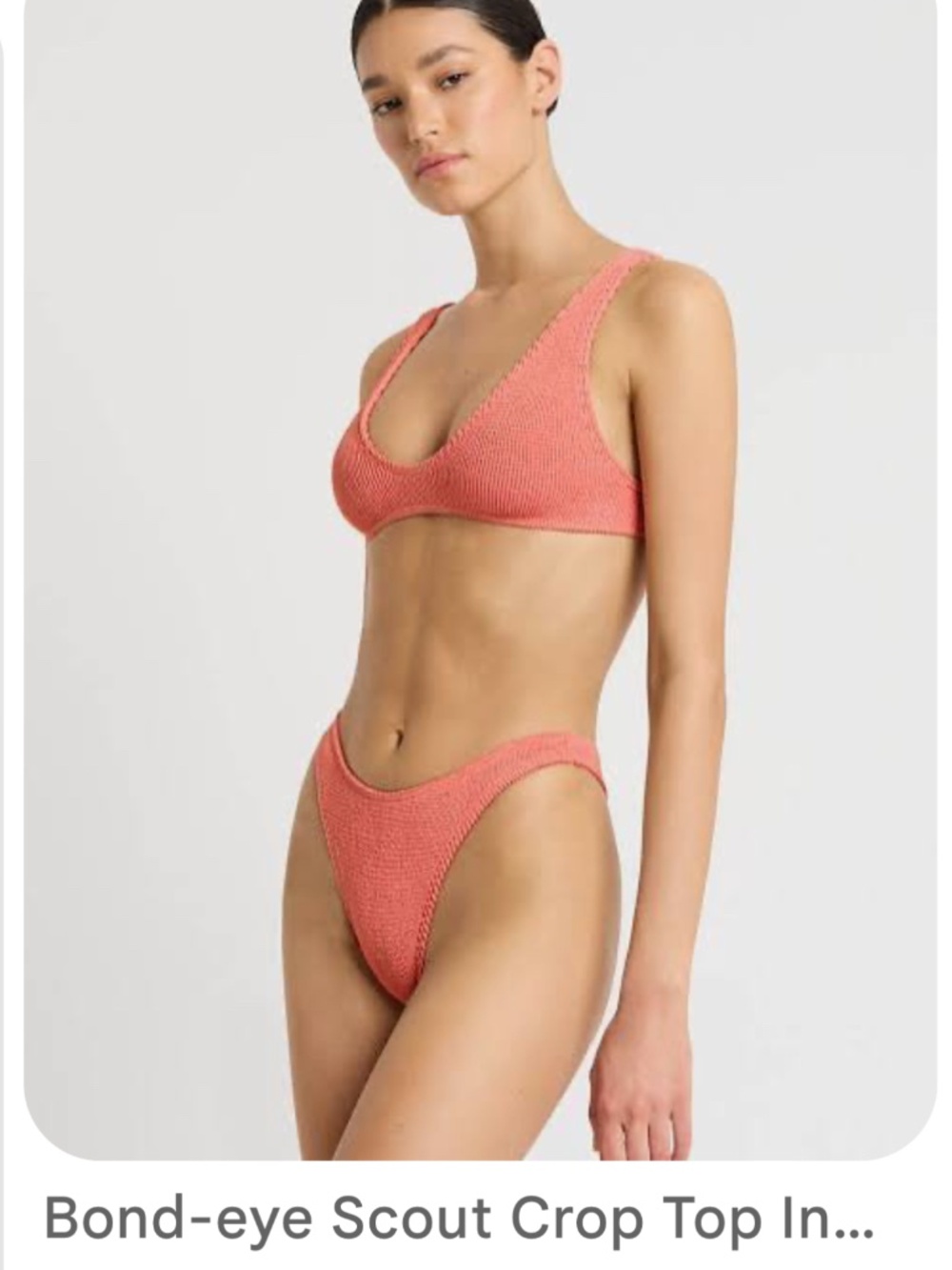 Bond-eye stripe pink knit bikini